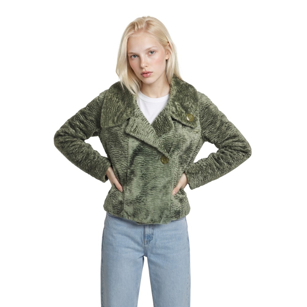 Vintage Elliott Lauren Faux Fur Jacket Coat Women's Size 8 Green Made in USA